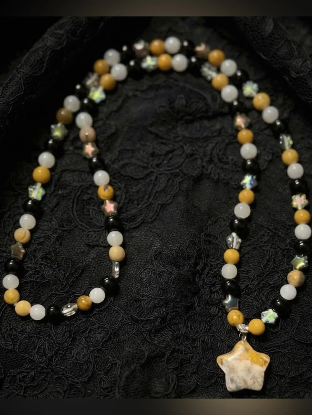 Jack-o'-Lantern's & Ghosts Necklace (Mookaite, Moonstone, Yellow Crazy Lace)